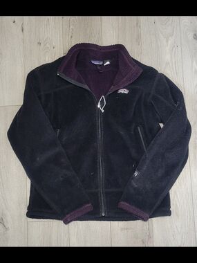 Patagonia Black Fleece Jacket with Purple Trim
